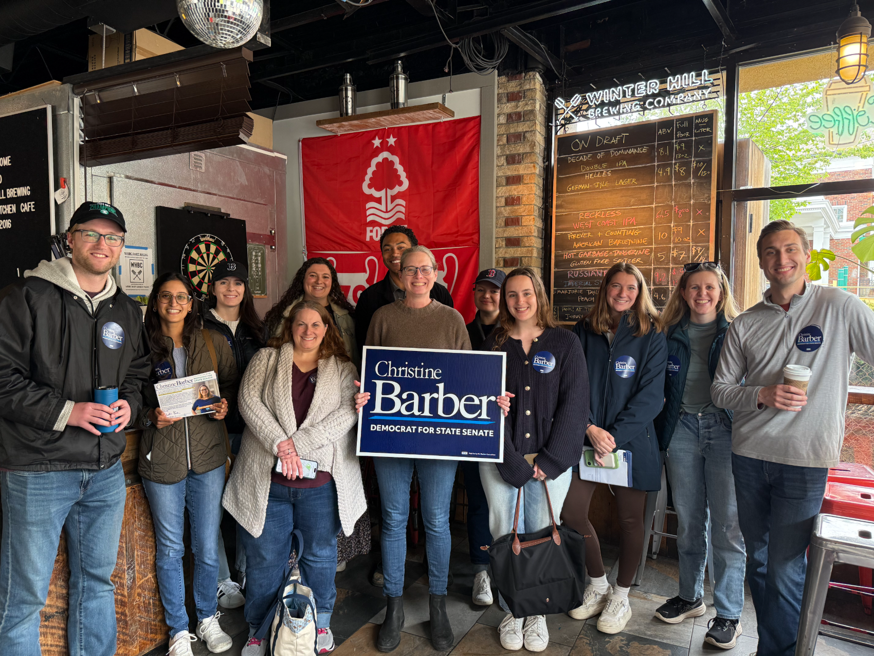 Christine Barber with a group of campaign volunteers